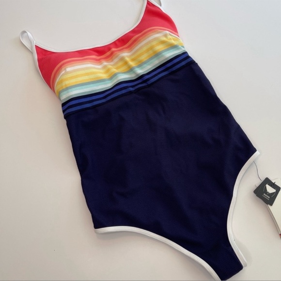 RIP Curl Sayulita Retro Rainbow Stripe Good One Piece Swimsuit NWT Womens Size S - Picture 2 of 10